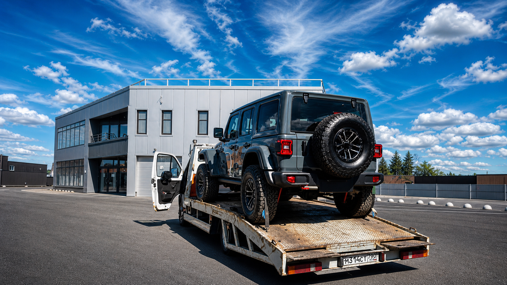 Аккуратная погрузка автомобиля на эвакуатор